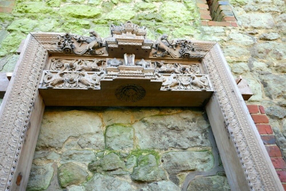 Home Fixtures Ancient Carved Teak Archway, Hindu, Buddhist Temple Doorway photo