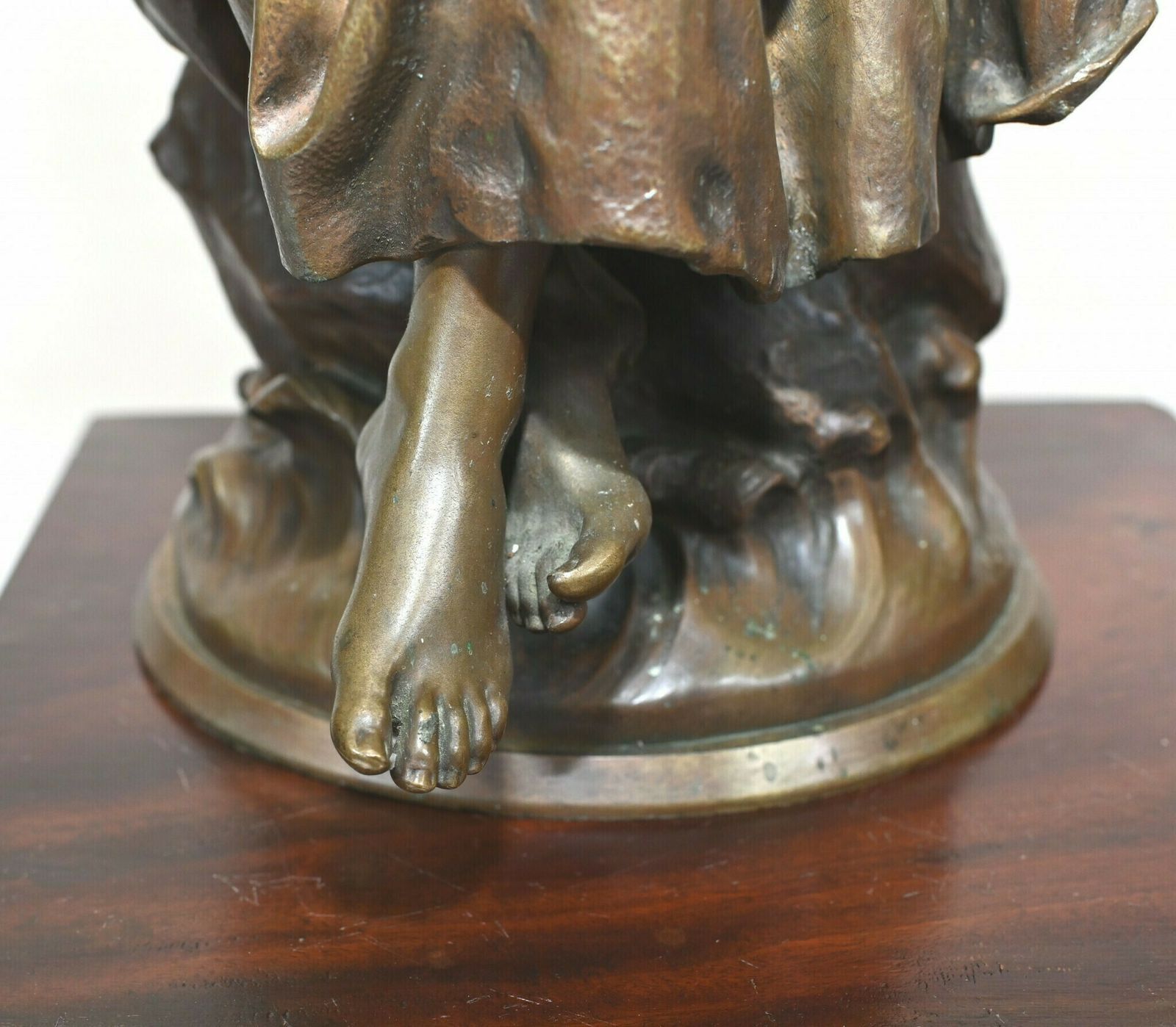 French Bronze Mandolin Player By Paul Mengin Art Nouveau Maiden Figurine 1890 photo 1750.0