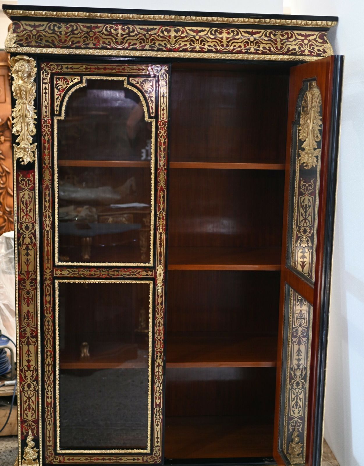 photo vinterior French Boulle Vitrine Display Cabinet Inlay Bibliotheque