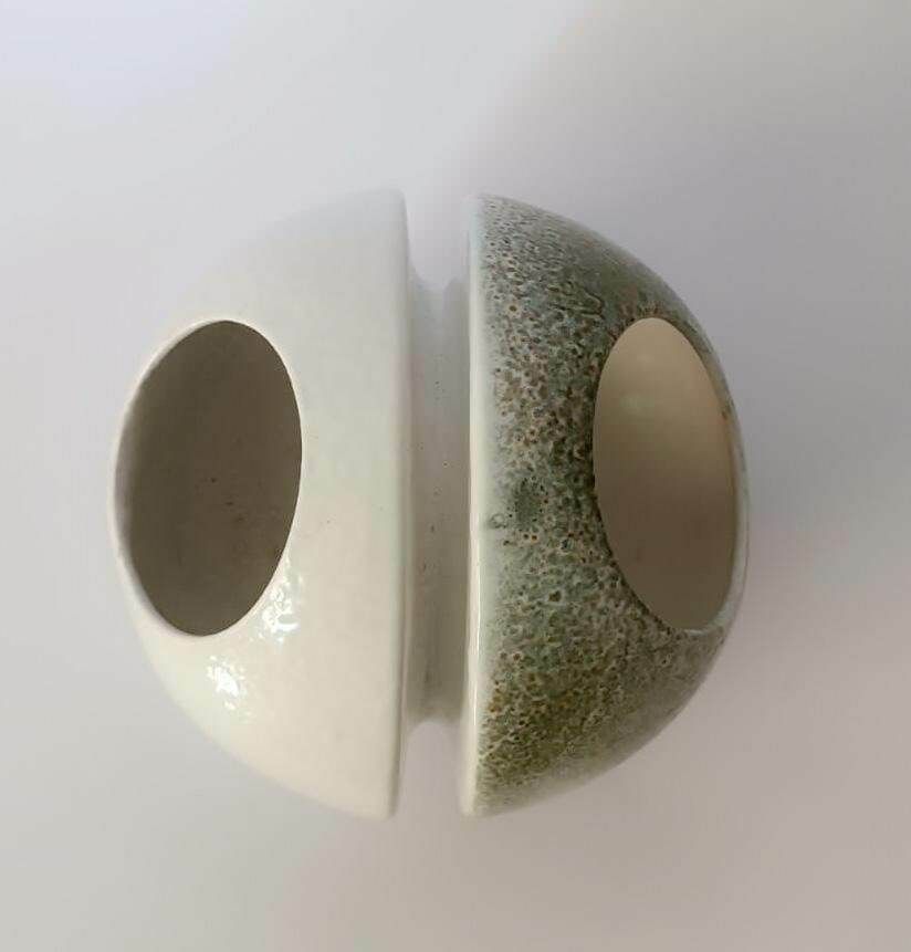 Particular 70s Space Age Ceramic Sphere Vase Il Picchio Bertoncello Calro Zauli Was White Grey photo 210.0