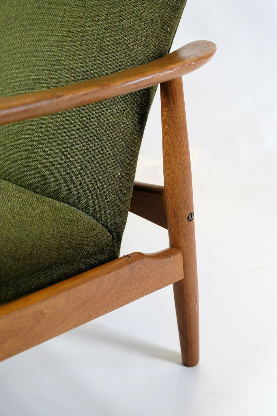 Set Of 2 Armchairs With Stool In Teak & Green Fabric By Alf Svensson For Fritz Hansen From 1960s photo vintage