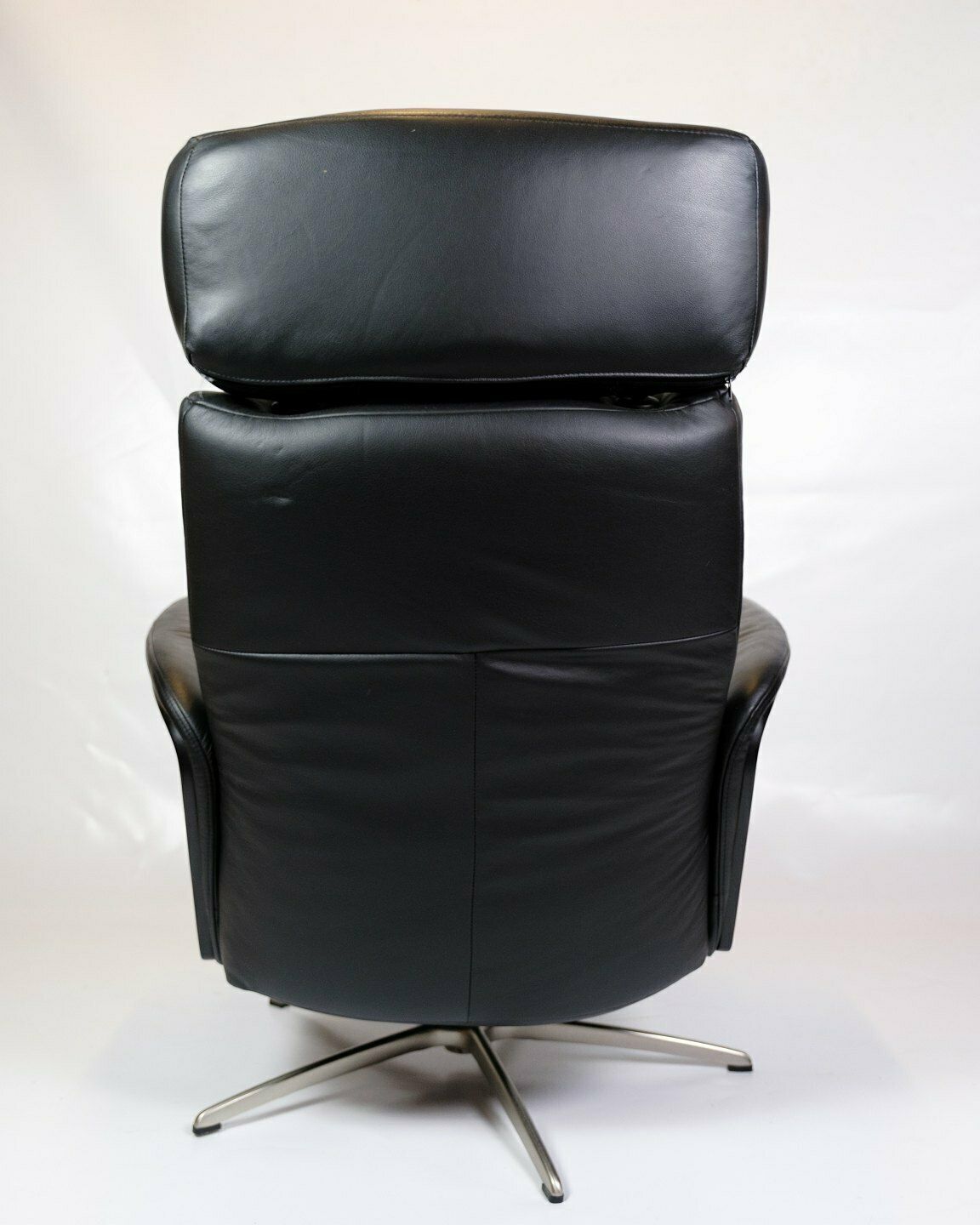 Lounge Chair In Black Leather With Aluminum Swivel From 1970s photo 795.0