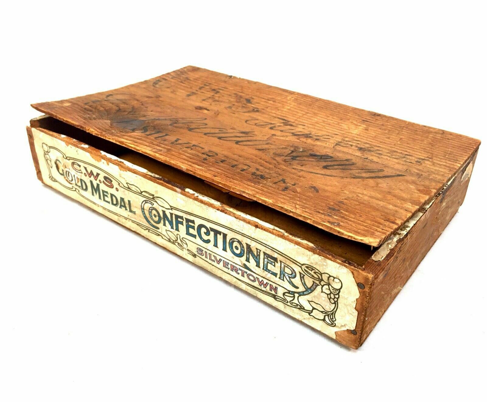 Antique Advertising   Cws Crumpsall Biscuit Works Wooden Shop Display Box Crate photo for sale