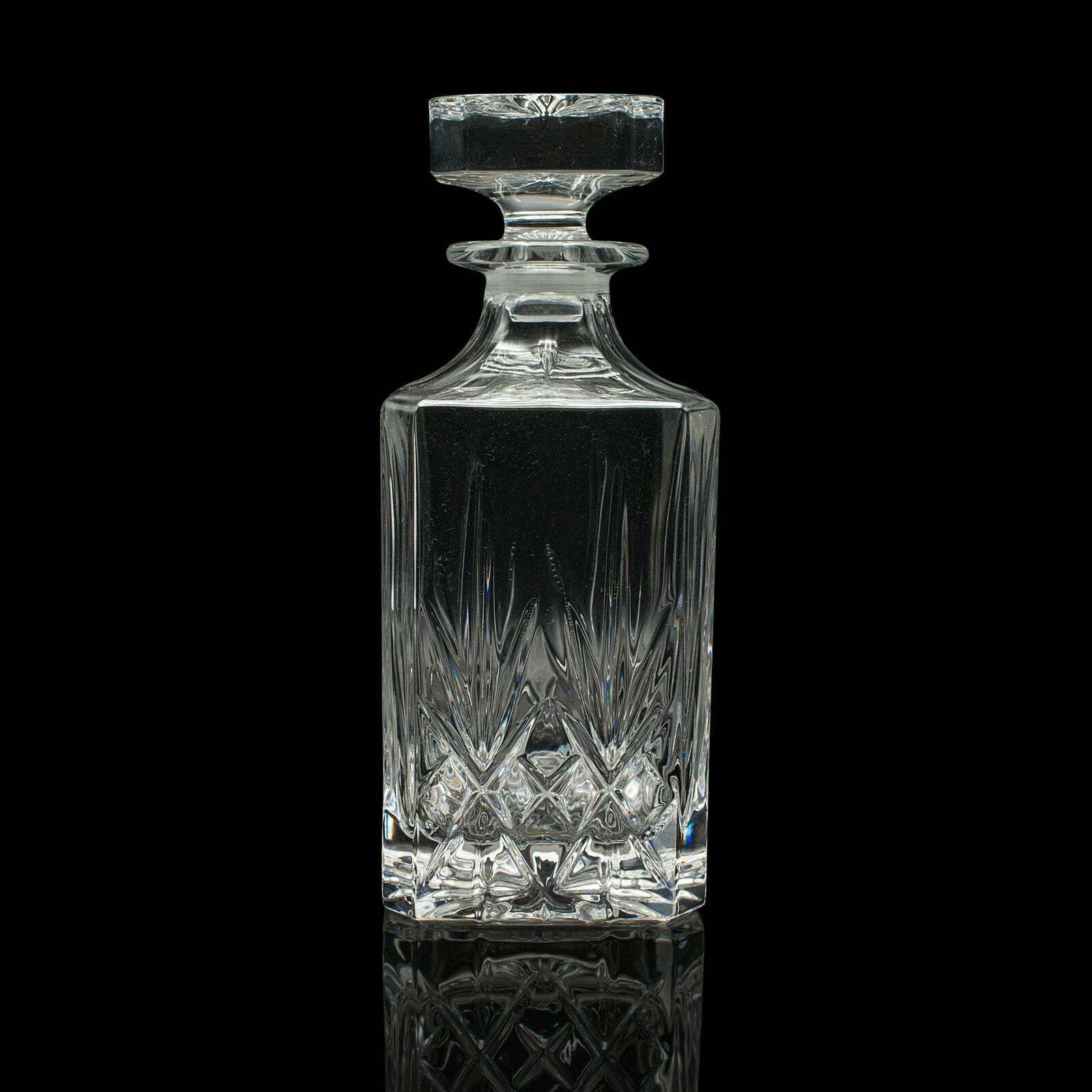 Vintage Irish Whiskey Decanter, Cut Crystal Glass, Spirits, Bourbon, Mid Century photo for sale