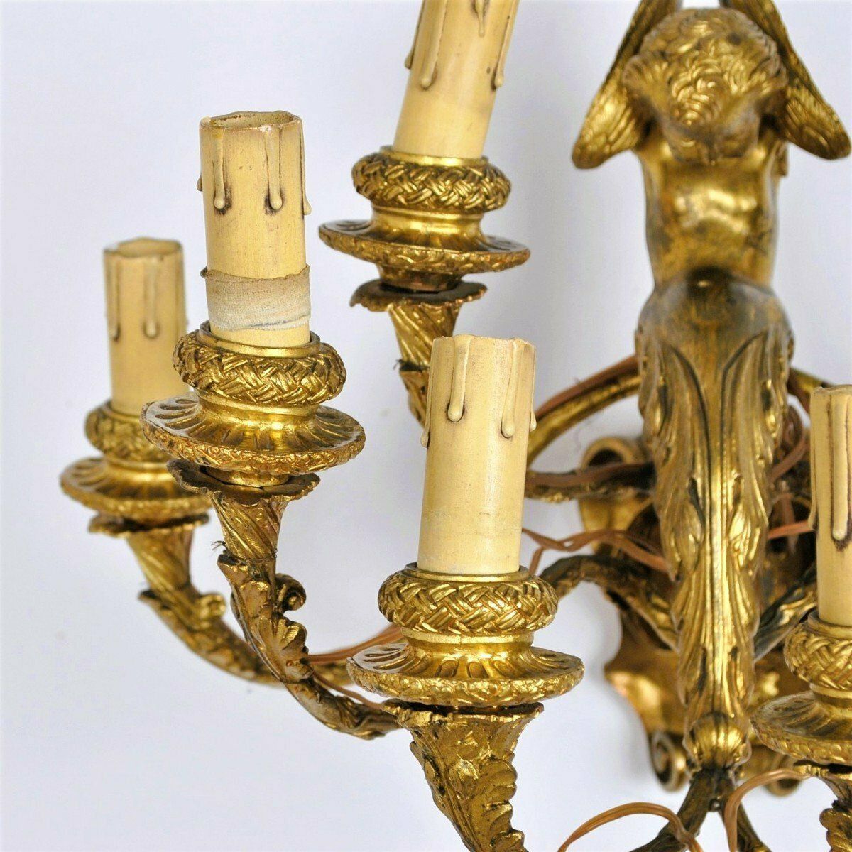 Pair Of Gilt Bronze Wall Lights With Winged Putti, Napoleon III, 19th Century photo buy