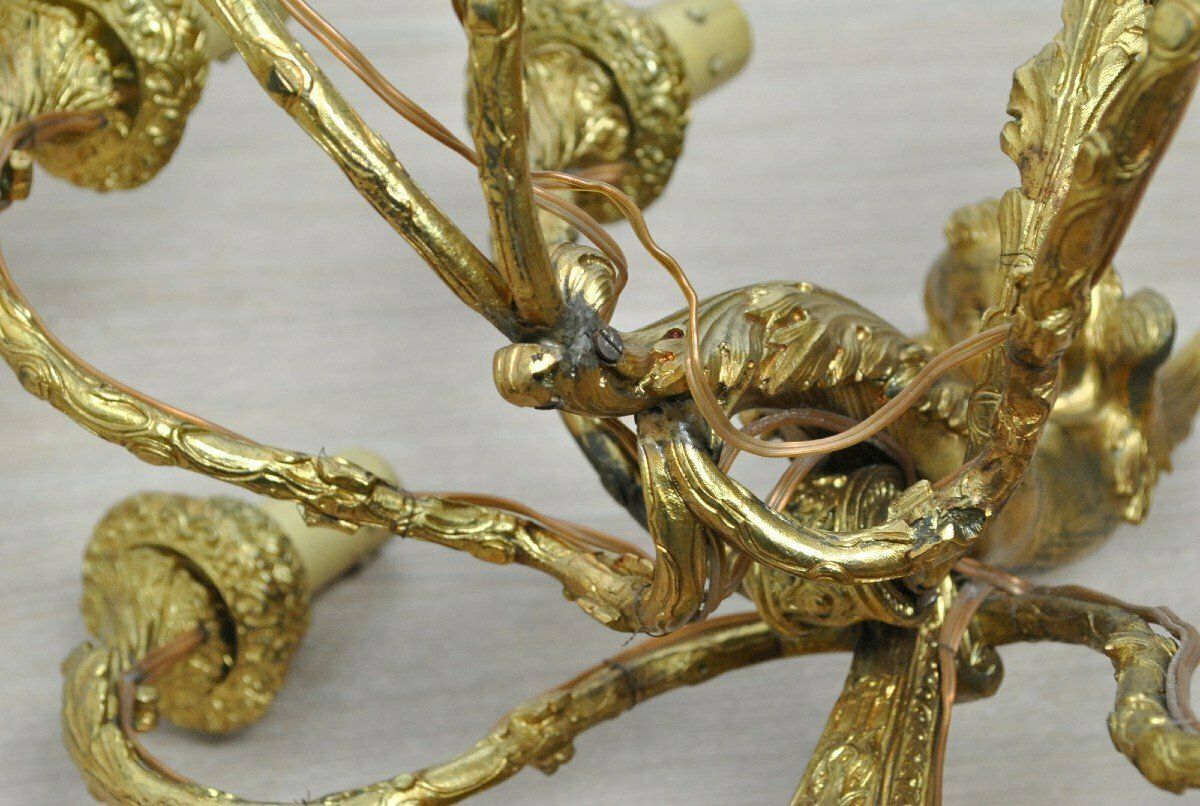 2300.0 Pair Of Gilt Bronze Wall Lights With Winged Putti, Napoleon III, 19th Century photo