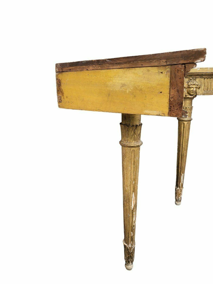 photo for sale Pair Of Louis XVI Style Gilded Wood Corner Consoles