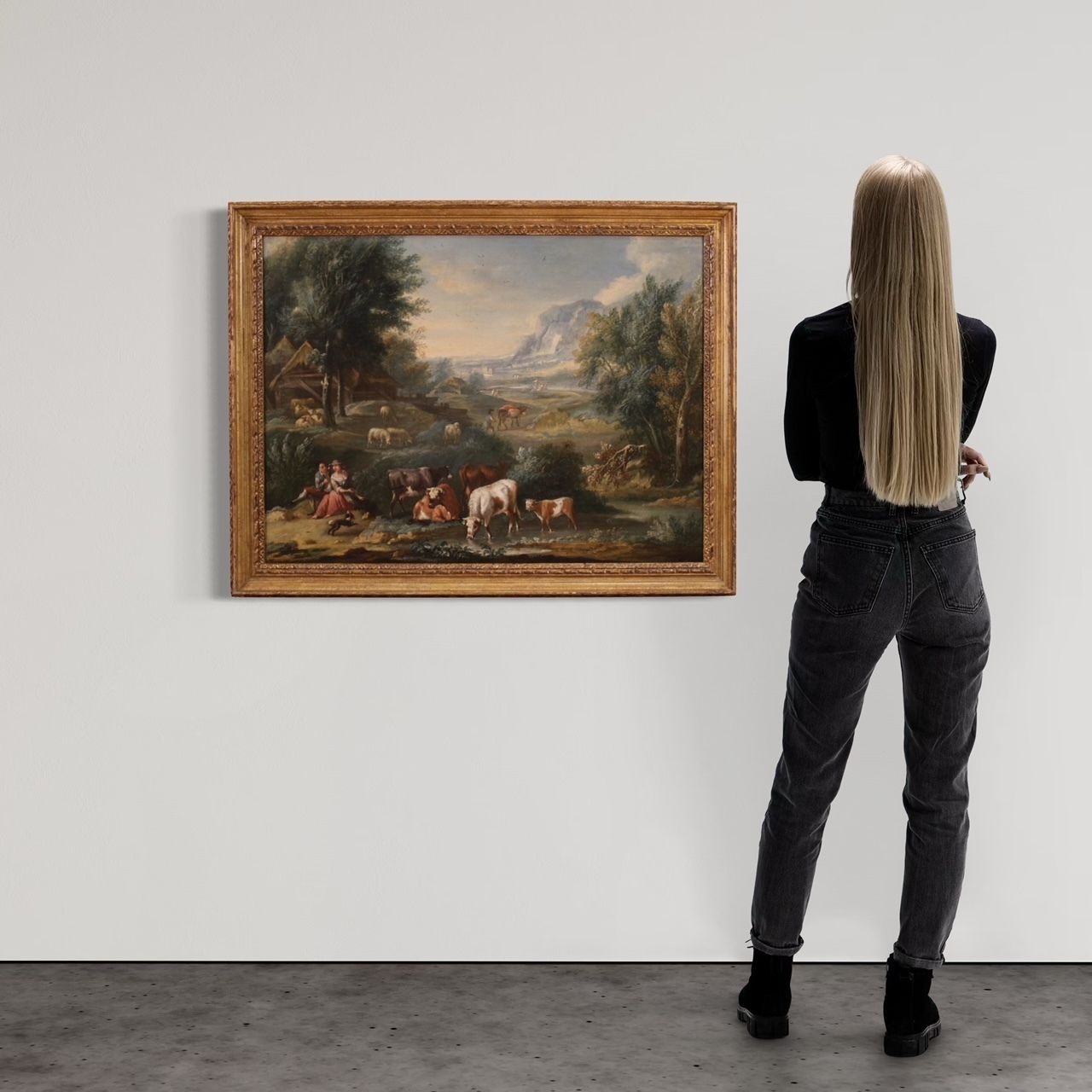 photo furniture Refined 18th Century Bucolic Landscape Painting