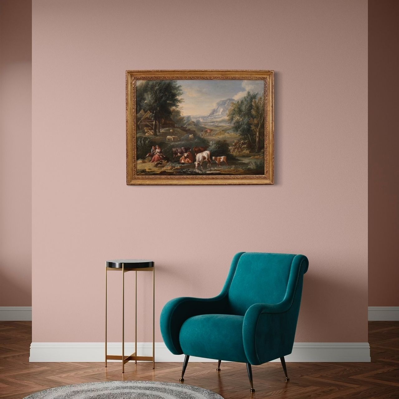 6550.0 Refined 18th Century Bucolic Landscape Painting photo