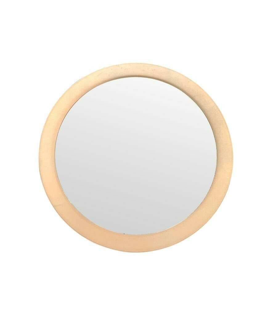 A Large Pink Concave Framed Circular Mirror In The Style Of Max Ingrand For Fontana Arte
