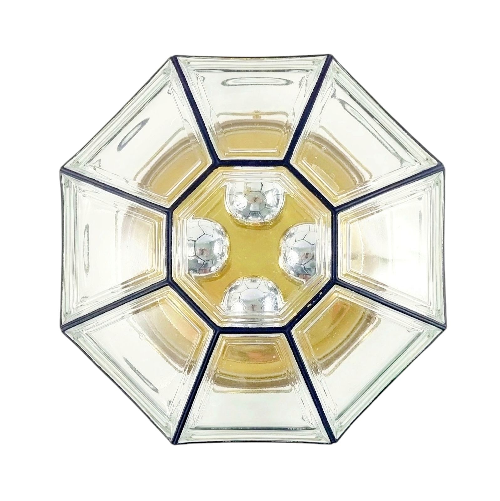 Large Mid Century Glass Ceiling Light/Flush Mount From Limburg, Germany, 1960s/1970s