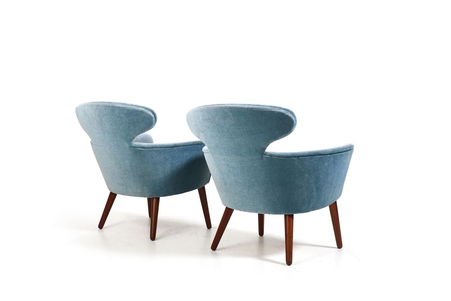 Rare Pair Of Danish Easychairs In Teak & Mohair 1950s photo Furniture