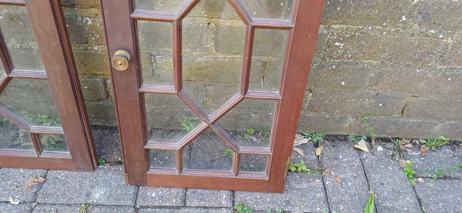 Pair Of Late Victorian Astral Glazed Mahogany Doors Window Decoration Or Project photo for sale