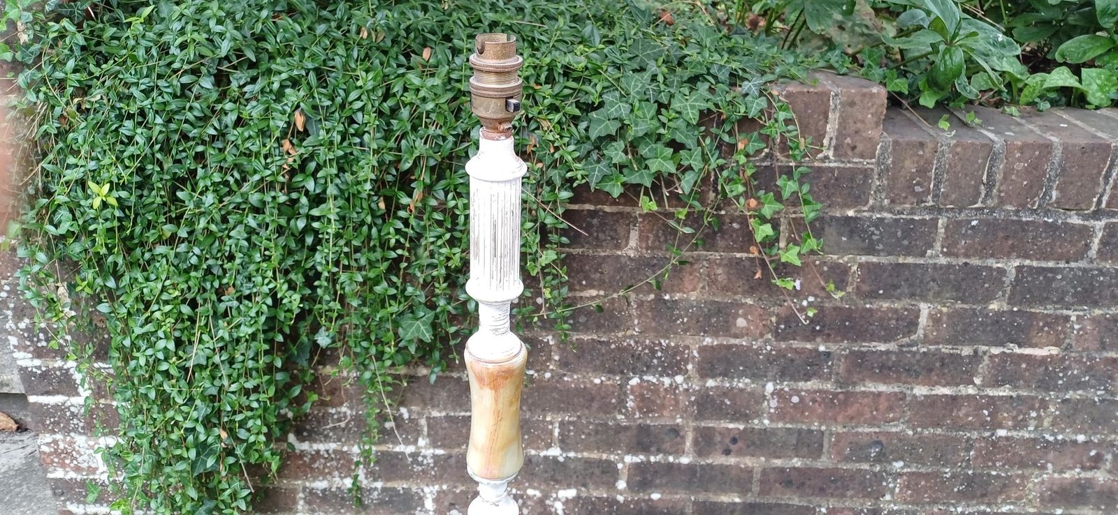Quirky And Unique Vintage Retro Onyx And Painted Shabby Chic Standard Lamp In Working Order. Upcycled. photo furniture