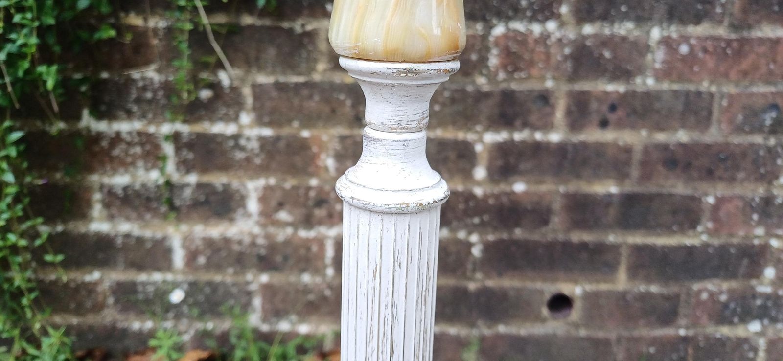 Quirky And Unique Vintage Retro Onyx And Painted Shabby Chic Standard Lamp In Working Order. Upcycled. photo vinterior