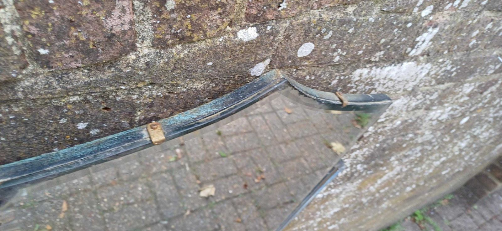 Beautiful Art Deco Part Stripped Wall Mirror Age Worn Charm. Gold And Blue. Definitely Both Shabby And Chic! photo buy