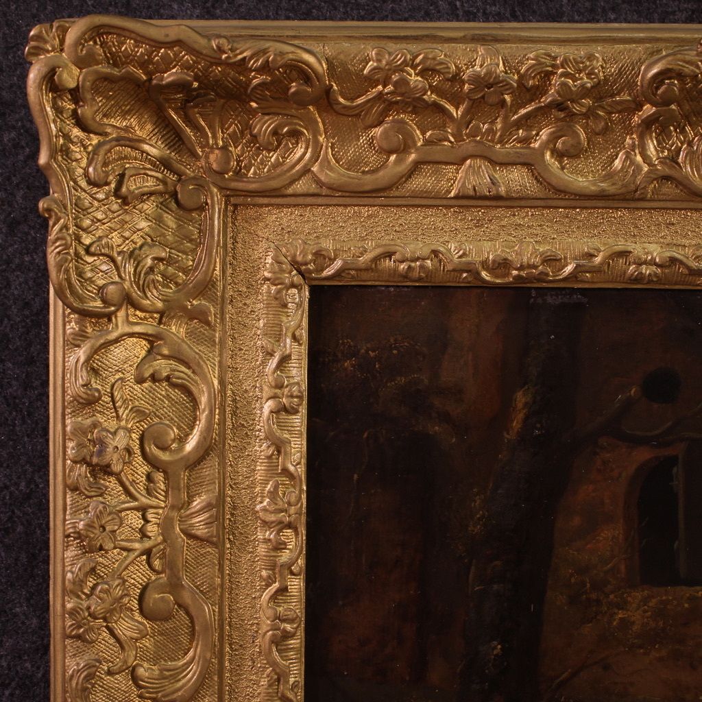 photo for sale 18th Century Flemish Painting On Panel, Card Players