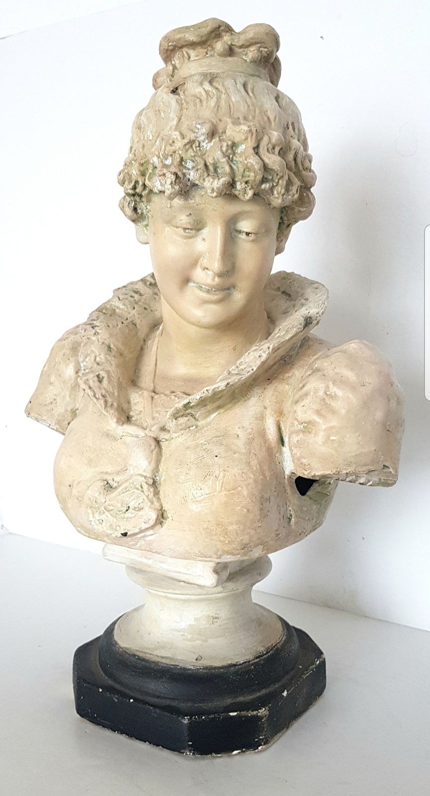 19th Century Italian Plaster Bust Of A Young Woman, Signed Marchetti. photo furniture