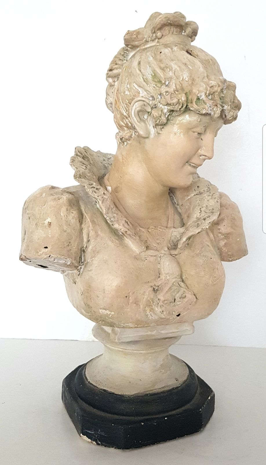 19th Century Italian Plaster Bust Of A Young Woman, Signed Marchetti.