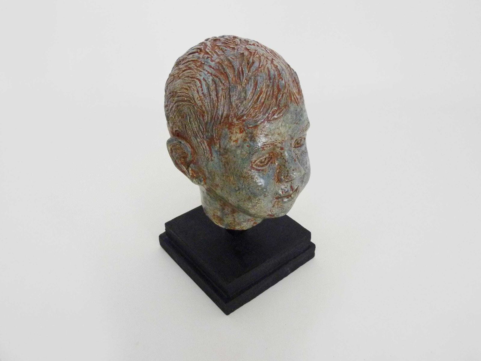 Sculpture Of A Child's Face In Glazed Sandstone, Italian Sculptor. 70s 80s photo buy