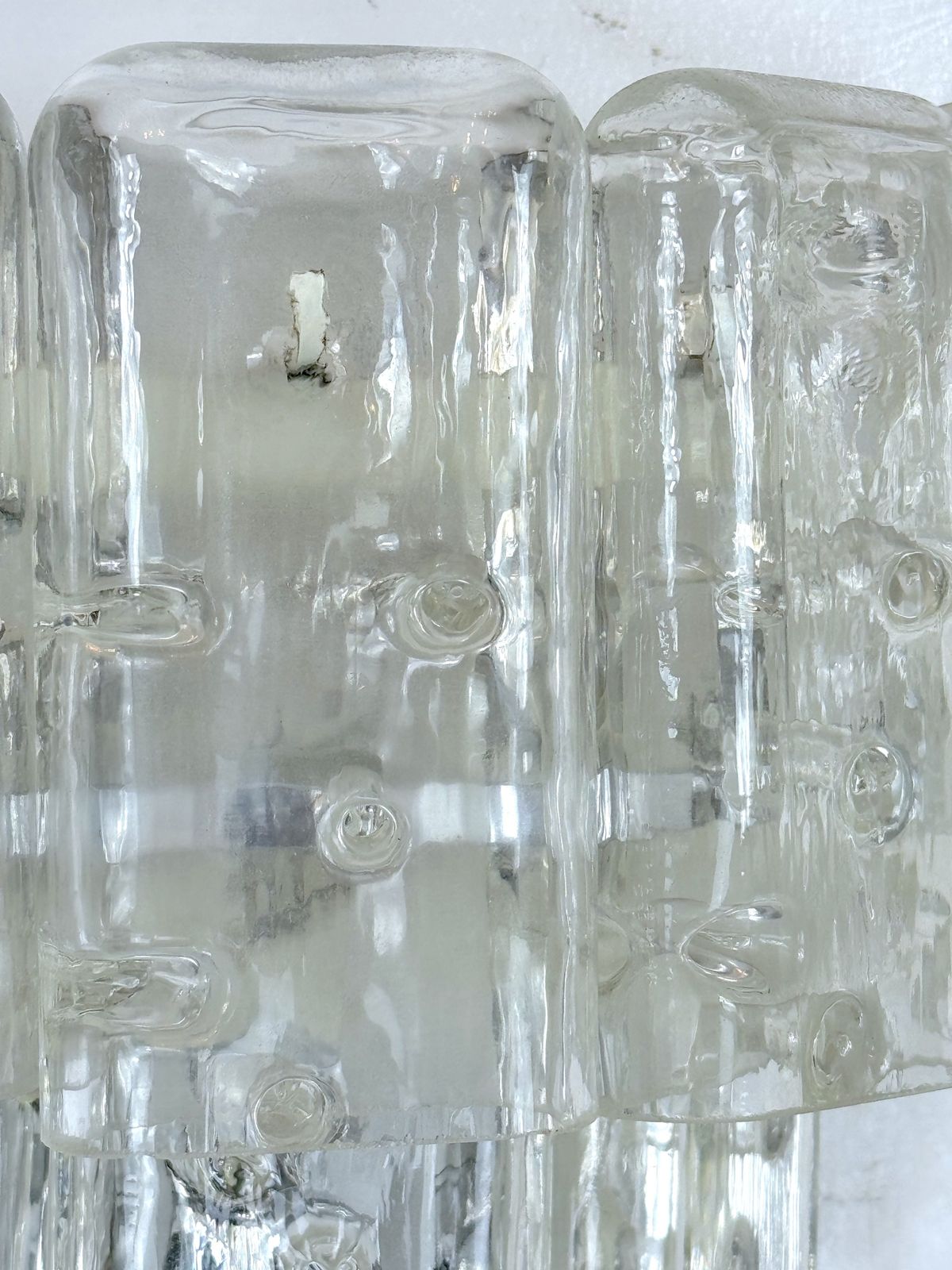 Vistosi Manner, Set Of Four Clear Murano Glass Elements Sconces. Italy 1970s photo for sale
