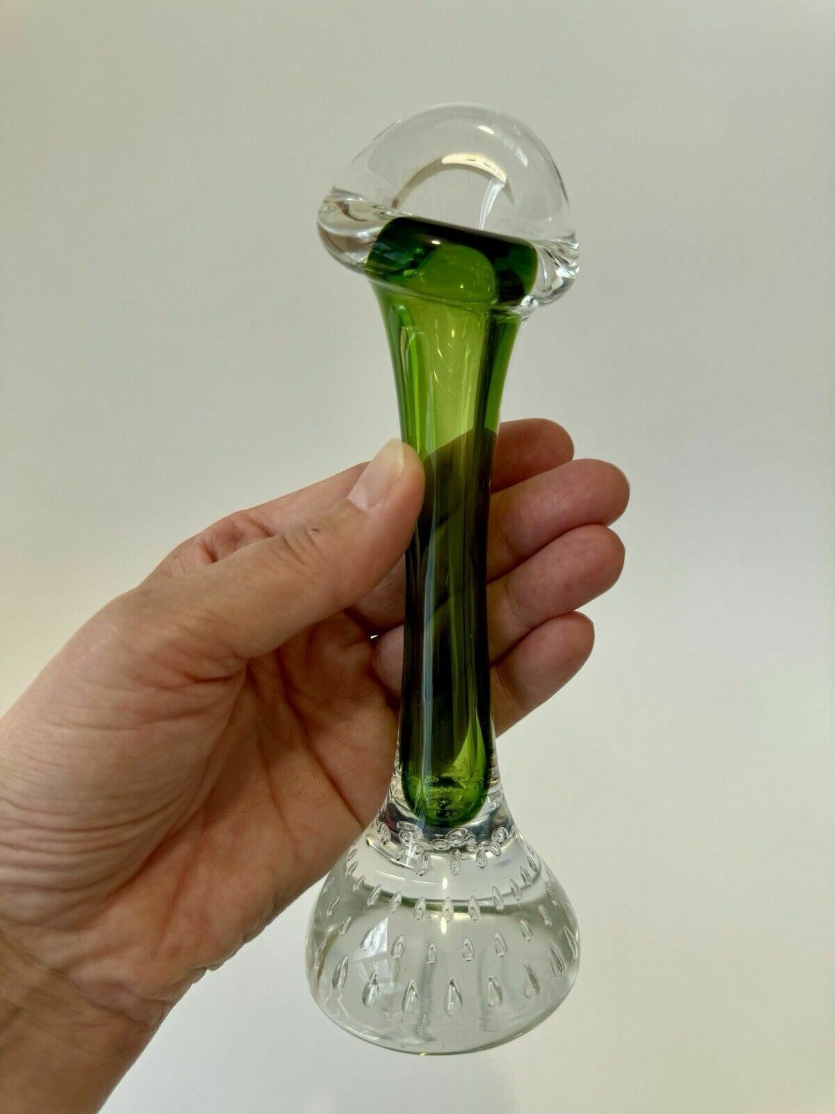 photo vintage Two Swedish Glass Jack In Pulpit Vases By Aseda Controlled Bubble (Bullicante)