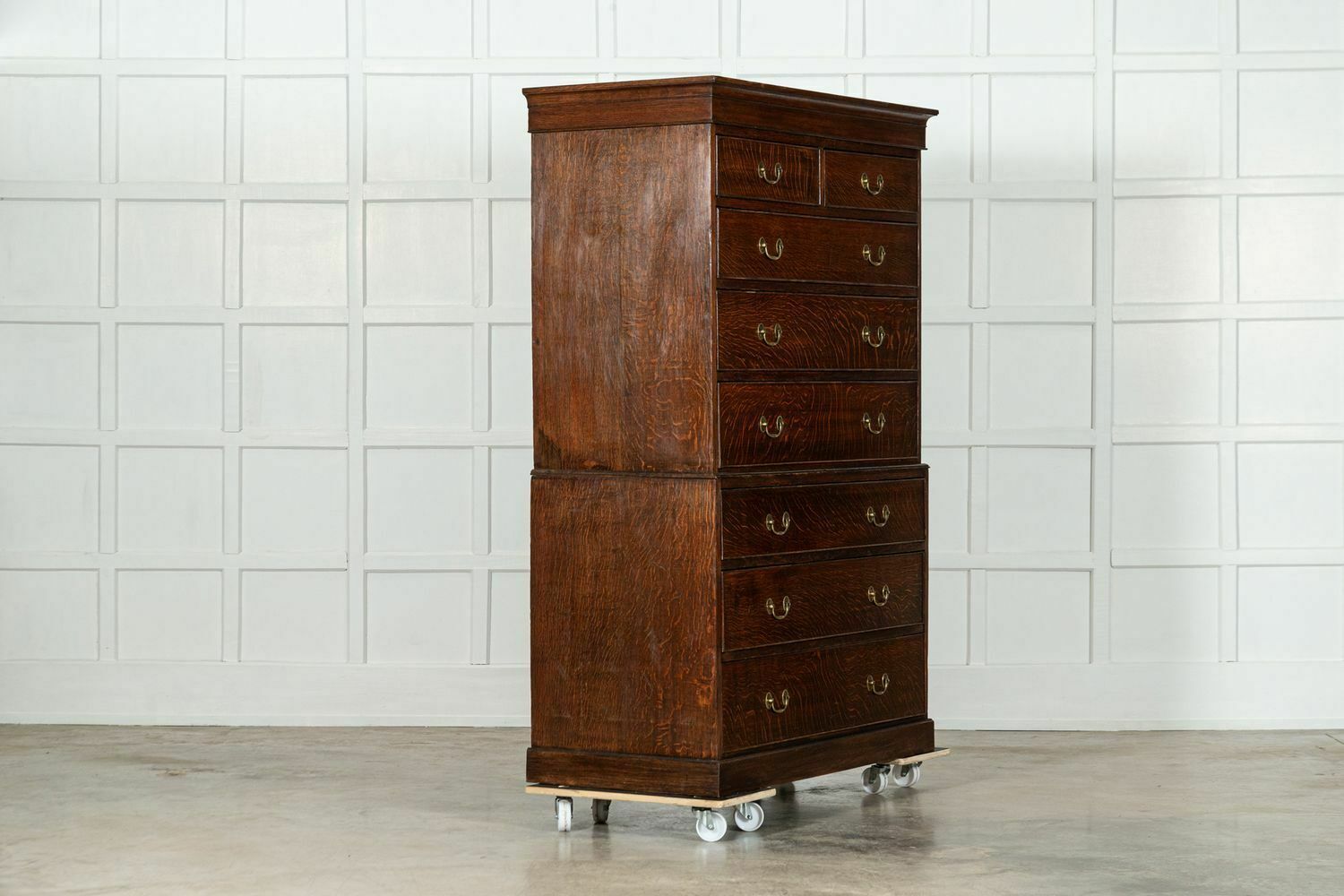 Large English Oak Tallboy Chest Drawers photo for sale