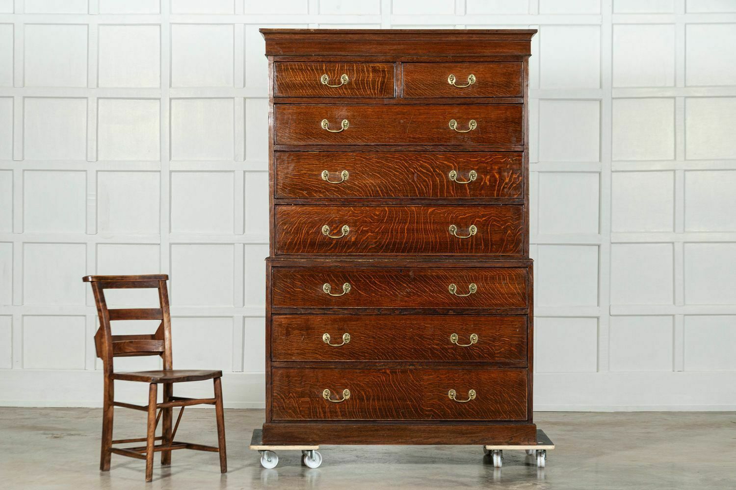 Large English Oak Tallboy Chest Drawers photo vinterior