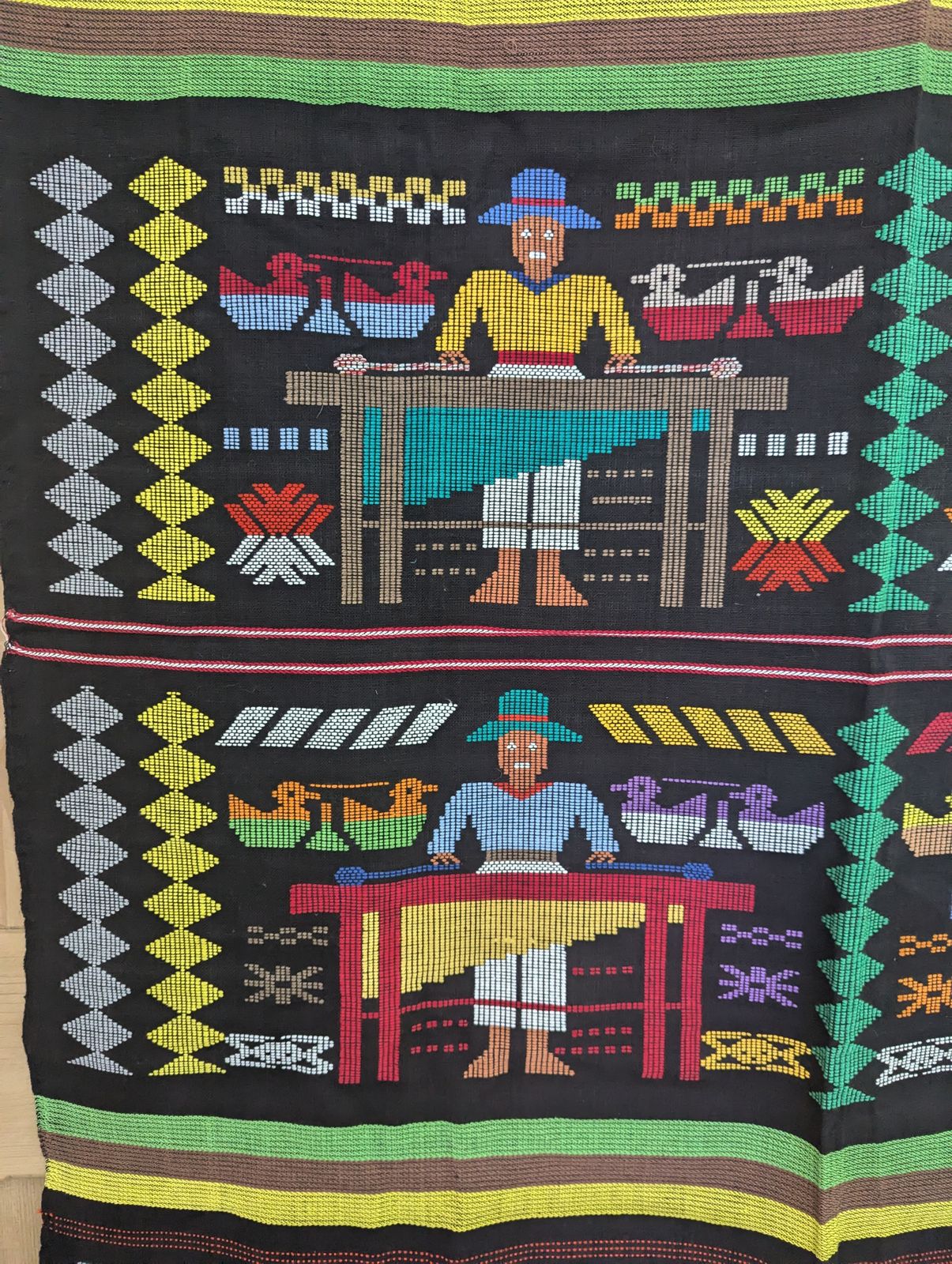 1970's Guatemalan Woven Wall Hanging In Excellent Condition photo furniture