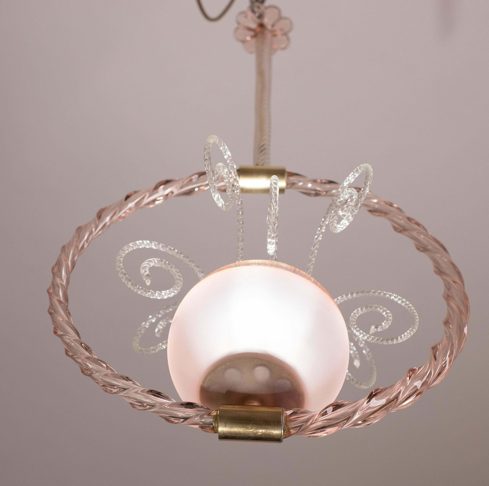 Pink Fount Pendant Art Deco Barovier And Toso Chandelier Glass Murano, 1940 photo buy