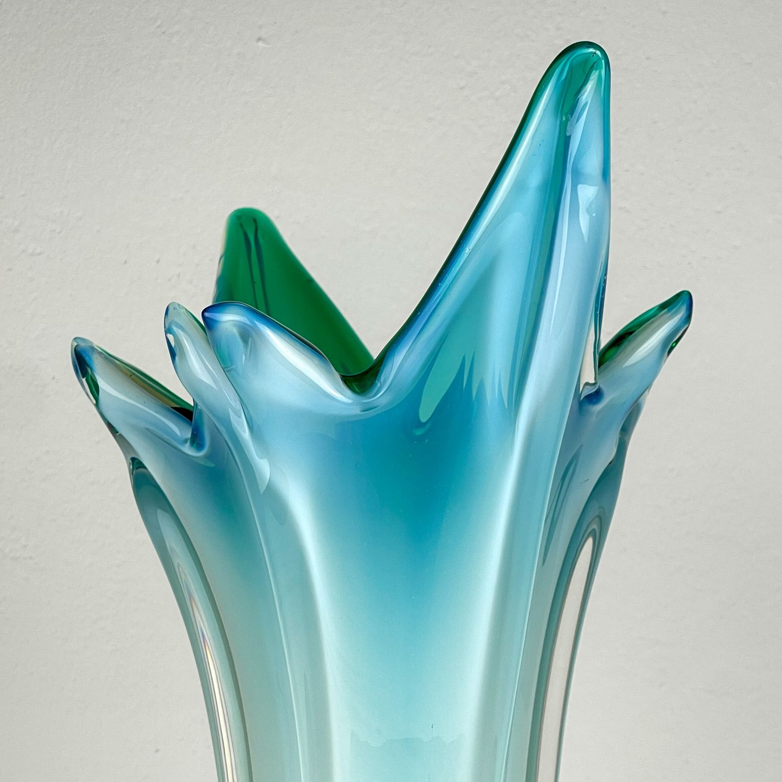 Vintage Large Green Blue Murano Vase, Italy 1970s photo for sale
