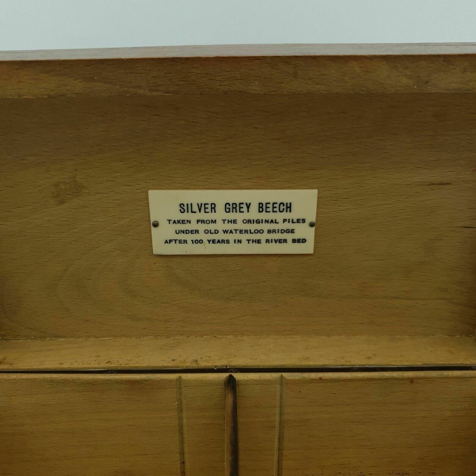 Vintage Wooden Box Made From Silver Grey Beech   Old Waterloo Bridge Piles L18cm photo furniture