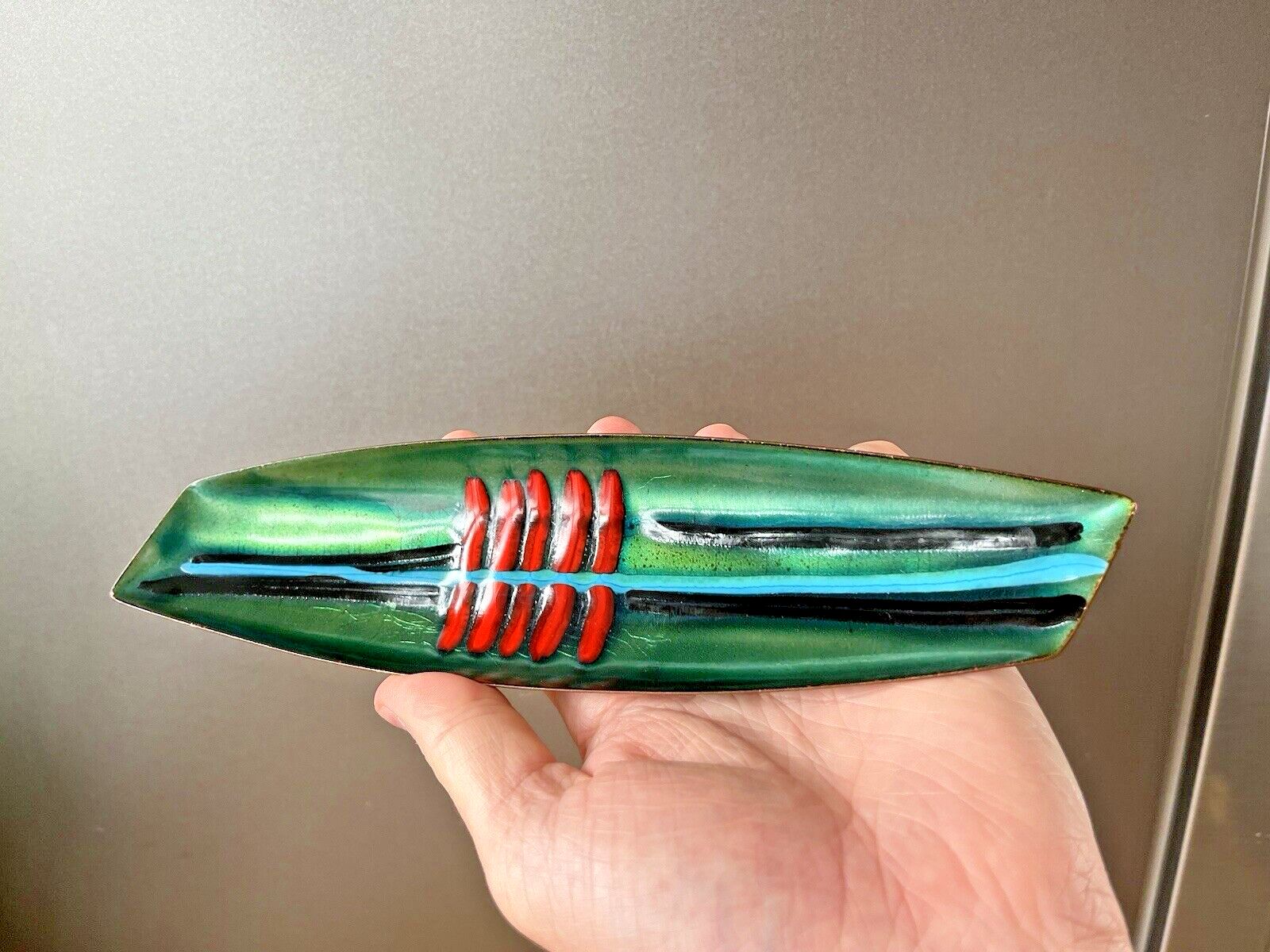 75.0 60's Modernist Laurana Italy Franco Bastianelli Enamel Pin Dish Pen Tray 70's photo