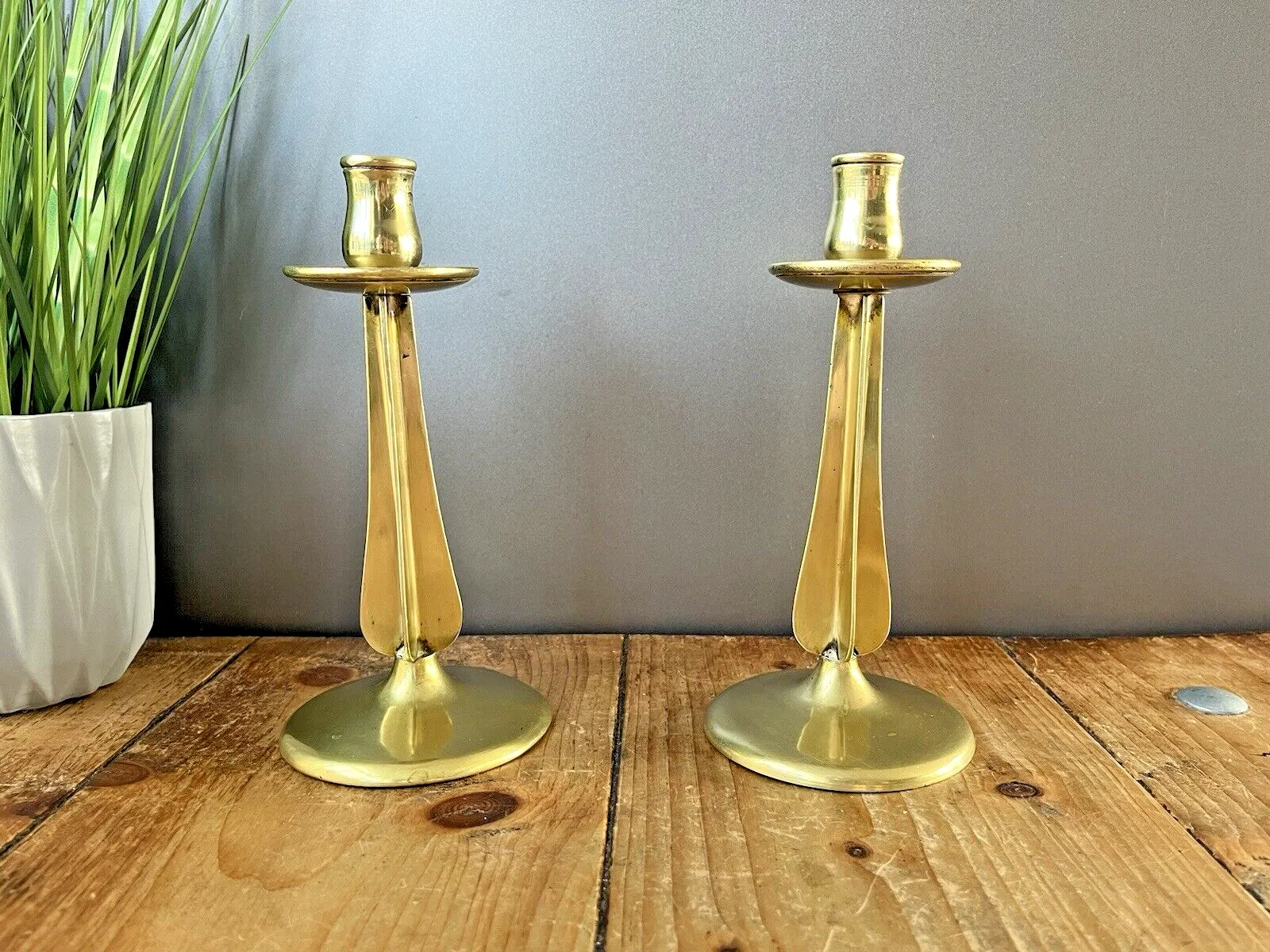 Pair Of English Antique Art Nouveau Arrow Cross Stem Candlesticks Candle Holders photo vinterior