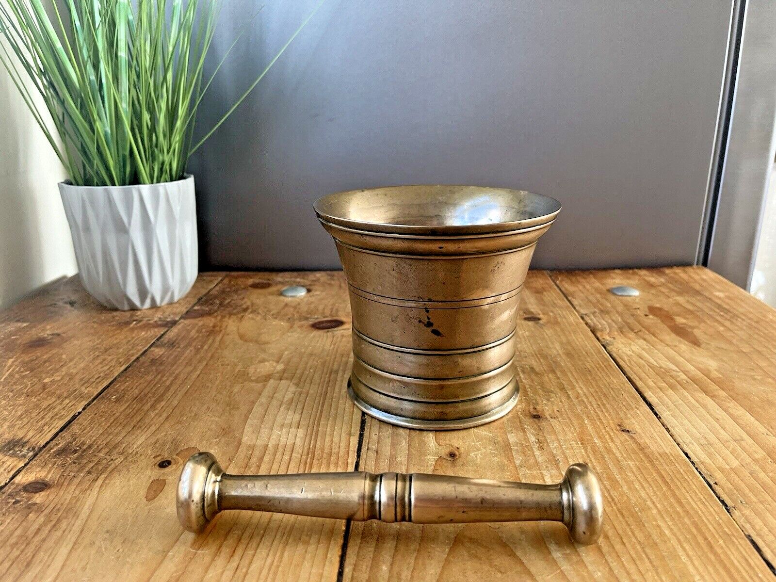 Antique 19th C Apothecary 2.4kg Bronze Pestle & Mortar Chemist Herbs Kitchenalia photo buy