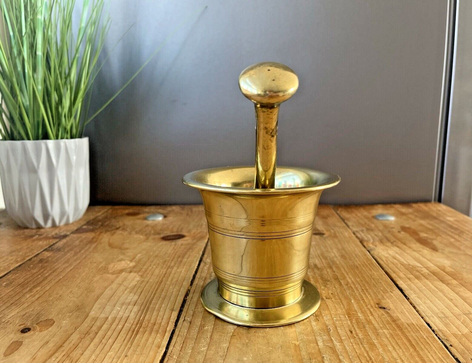 Antique 19th C Apothecary Brass Bronze Pestle & Mortar Herbs Chemist Kitchenalia photo for sale