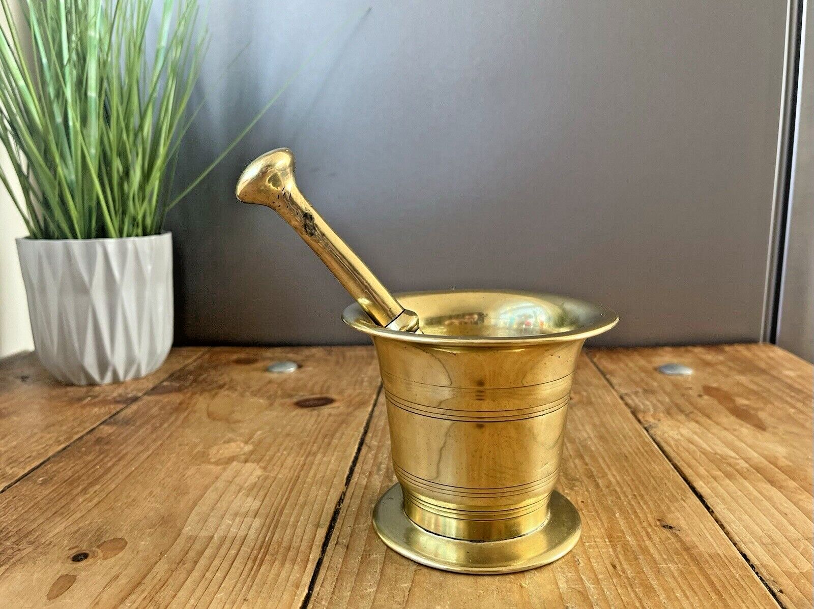 Antique 19th C Apothecary Brass Bronze Pestle & Mortar Herbs Chemist Kitchenalia photo Home Decor