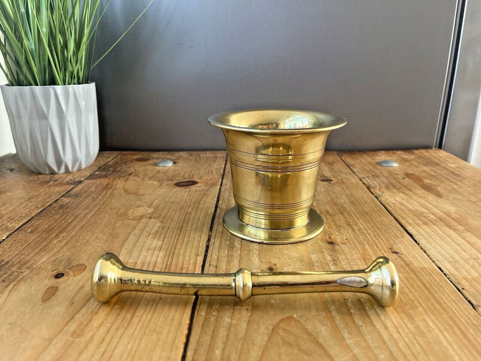 Antique 19th C Apothecary Brass Bronze Pestle & Mortar Herbs Chemist Kitchenalia photo buy