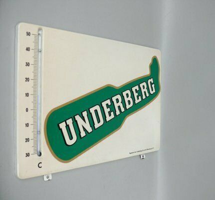 Tin Sign, Advertising Sign “Underberg” With Thermometer, 1950s, Folded Sheet Metal, Painted photo furniture