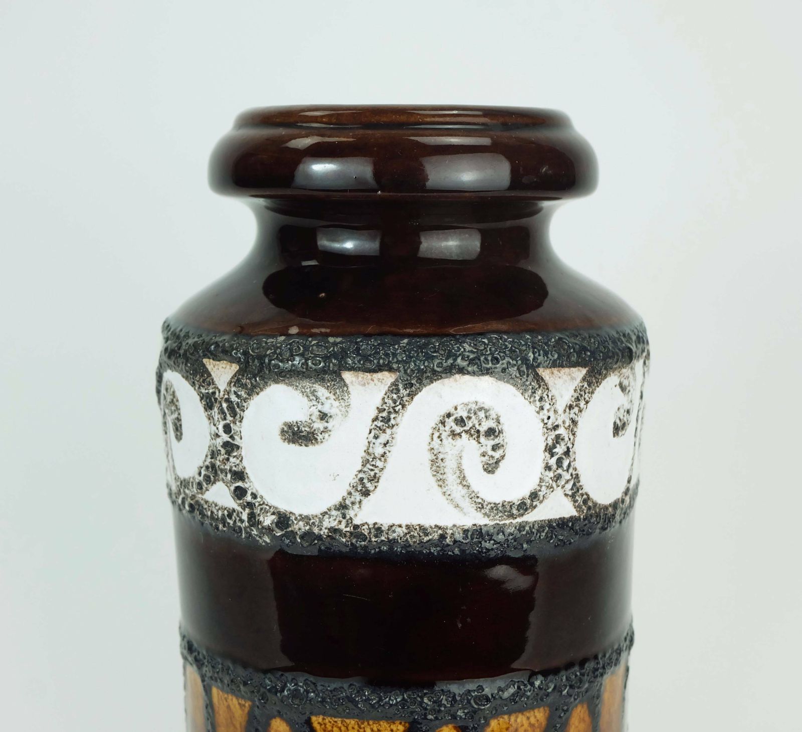 Scheurich Mid Century Ceramic Vase Fat Lava Brown Ochre White Model 517 30 photo buy