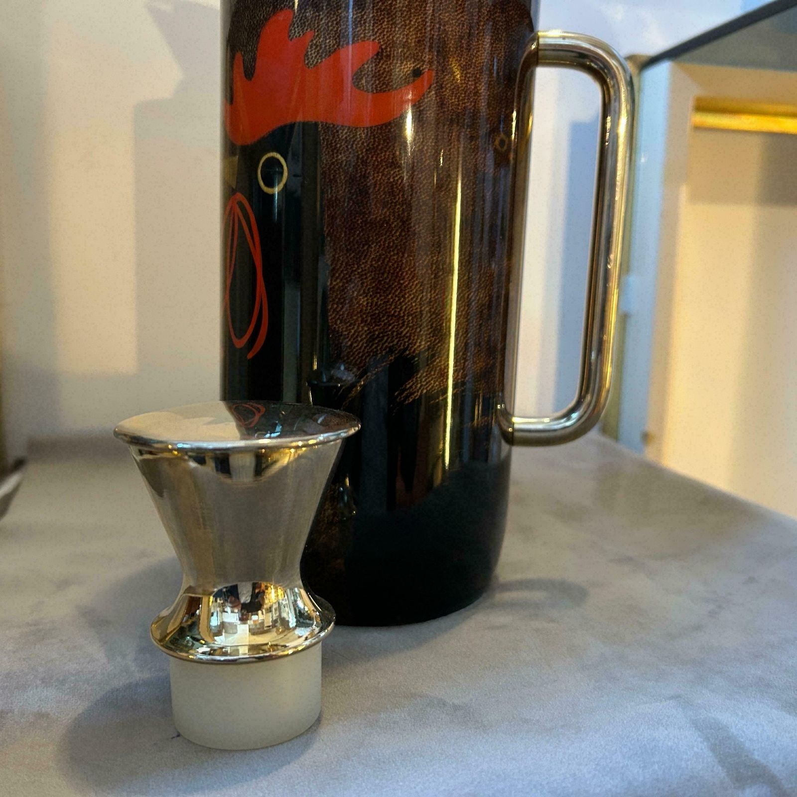 Home Decor 1950s Mid Century Modern Brass And Brown Goatskin Thermos Carafe By Aldo Tura photo