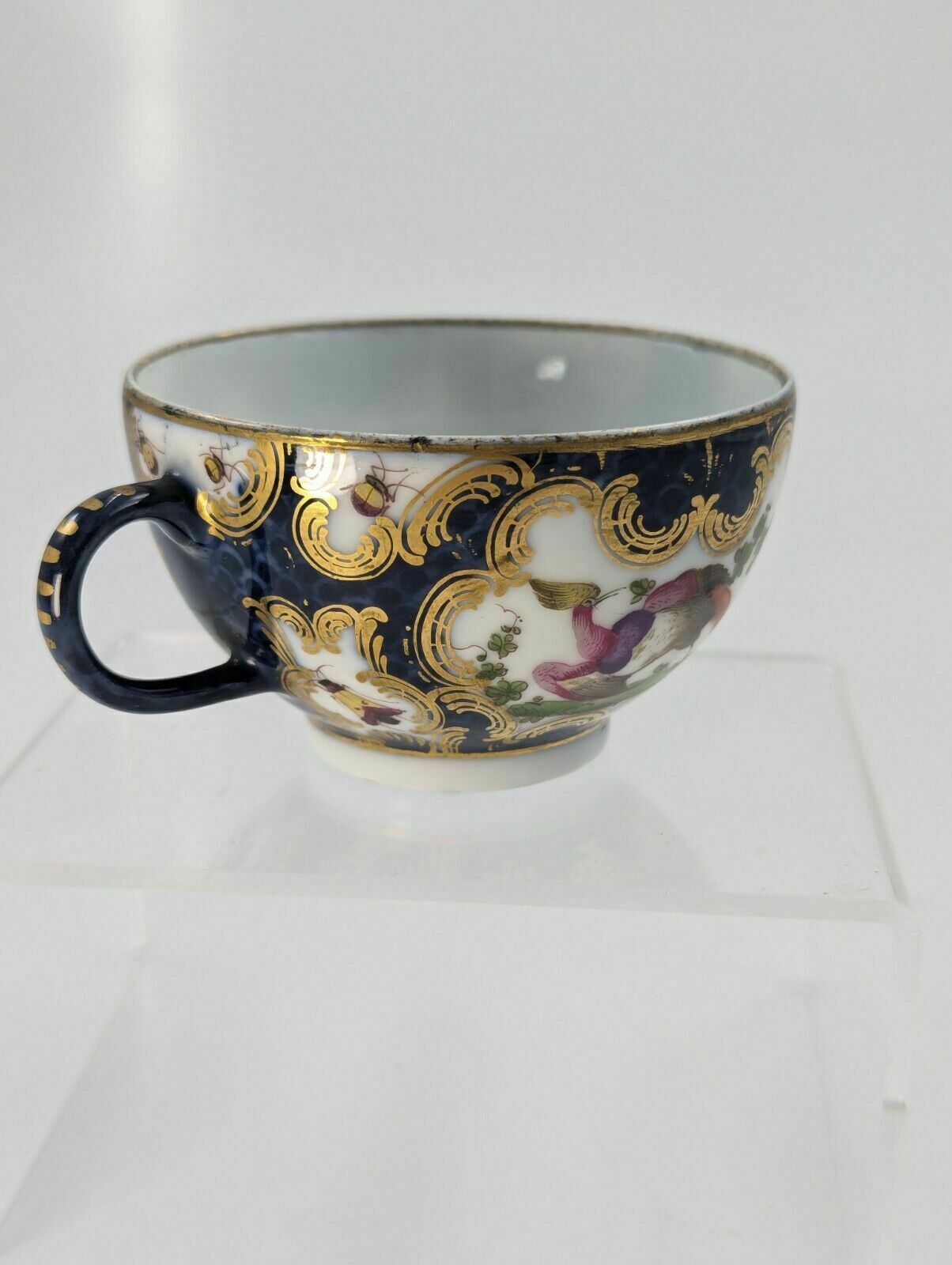 A Rare 18th Century Worcester Tea Cup With Hand Painted Exotic Birds   C.1760 photo for sale