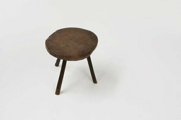 French Brutalist Oak Tripot Stool, 1850 photo Furniture