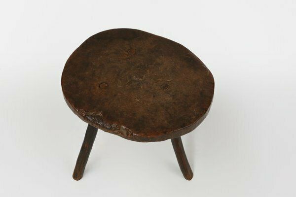 French Brutalist Oak Tripot Stool, 1850 photo 1770.0