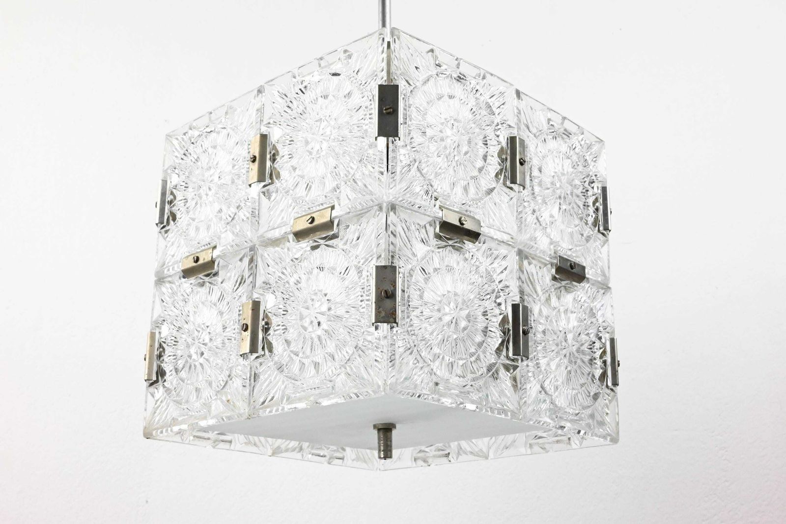 Mid Century Pendant Lamp, Ceiling Light, European Crystal Cube Ceiling Lamp, Mid Century Modern, Kamenicky Senov, Vintage Lighting photo furniture