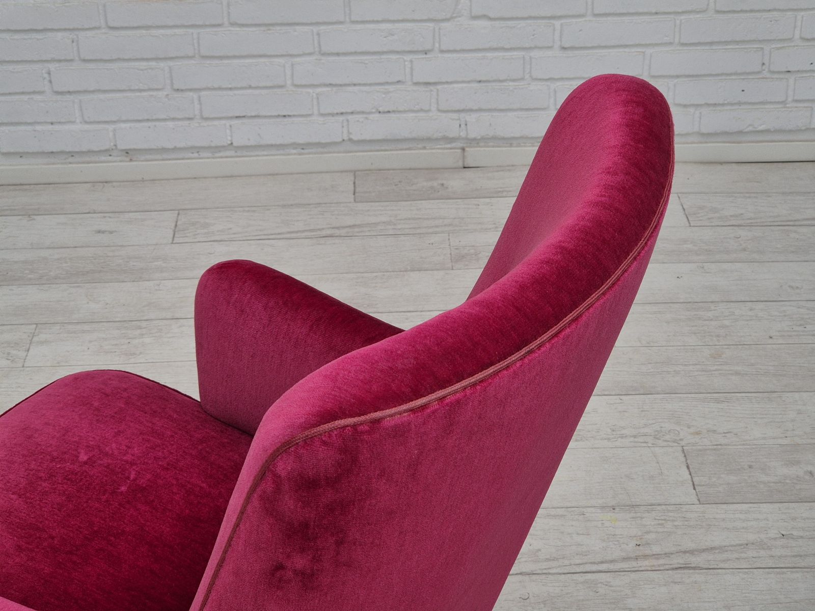 1970s, Danish Easy Chair, Original Very Good Condition, Furniture Velour. photo vintage