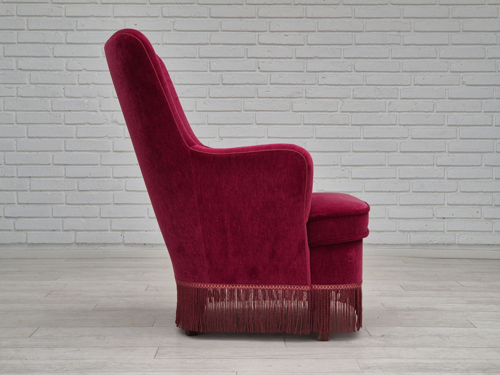 photo furniture 1970s, Danish Easy Chair, Original Very Good Condition, Furniture Velour.