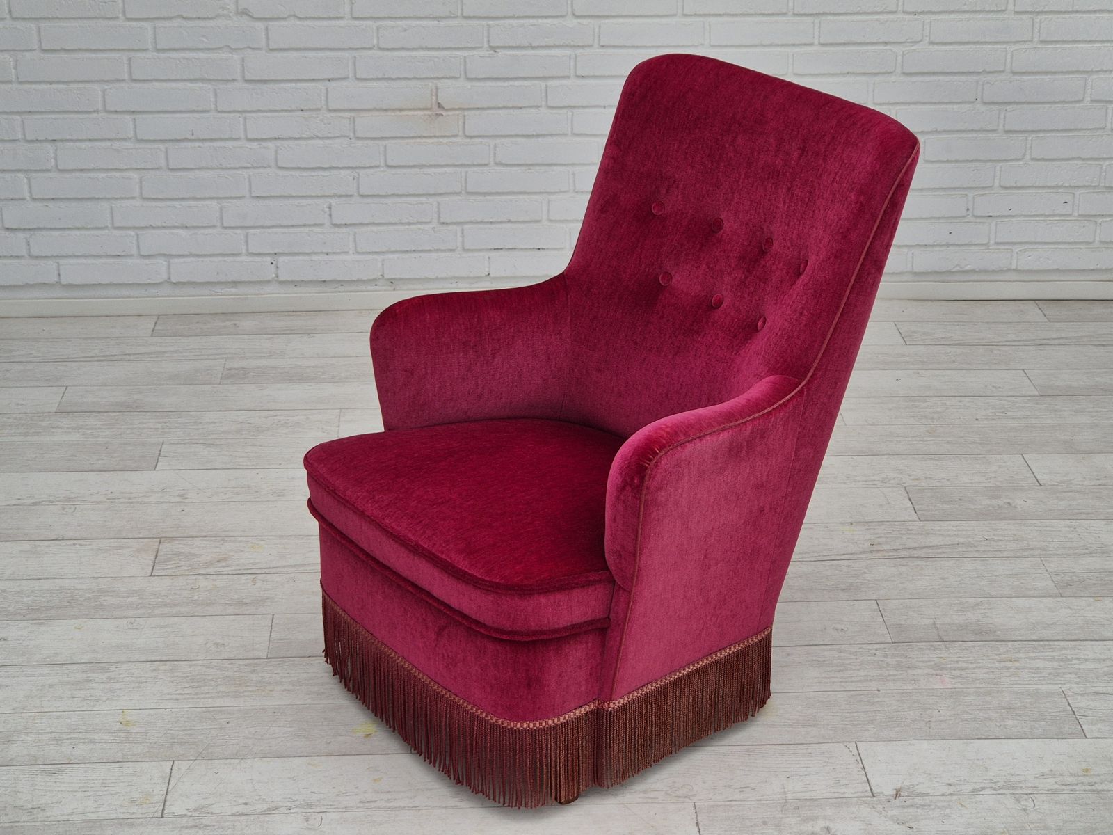 photo for sale 1970s, Danish Easy Chair, Original Very Good Condition, Furniture Velour.