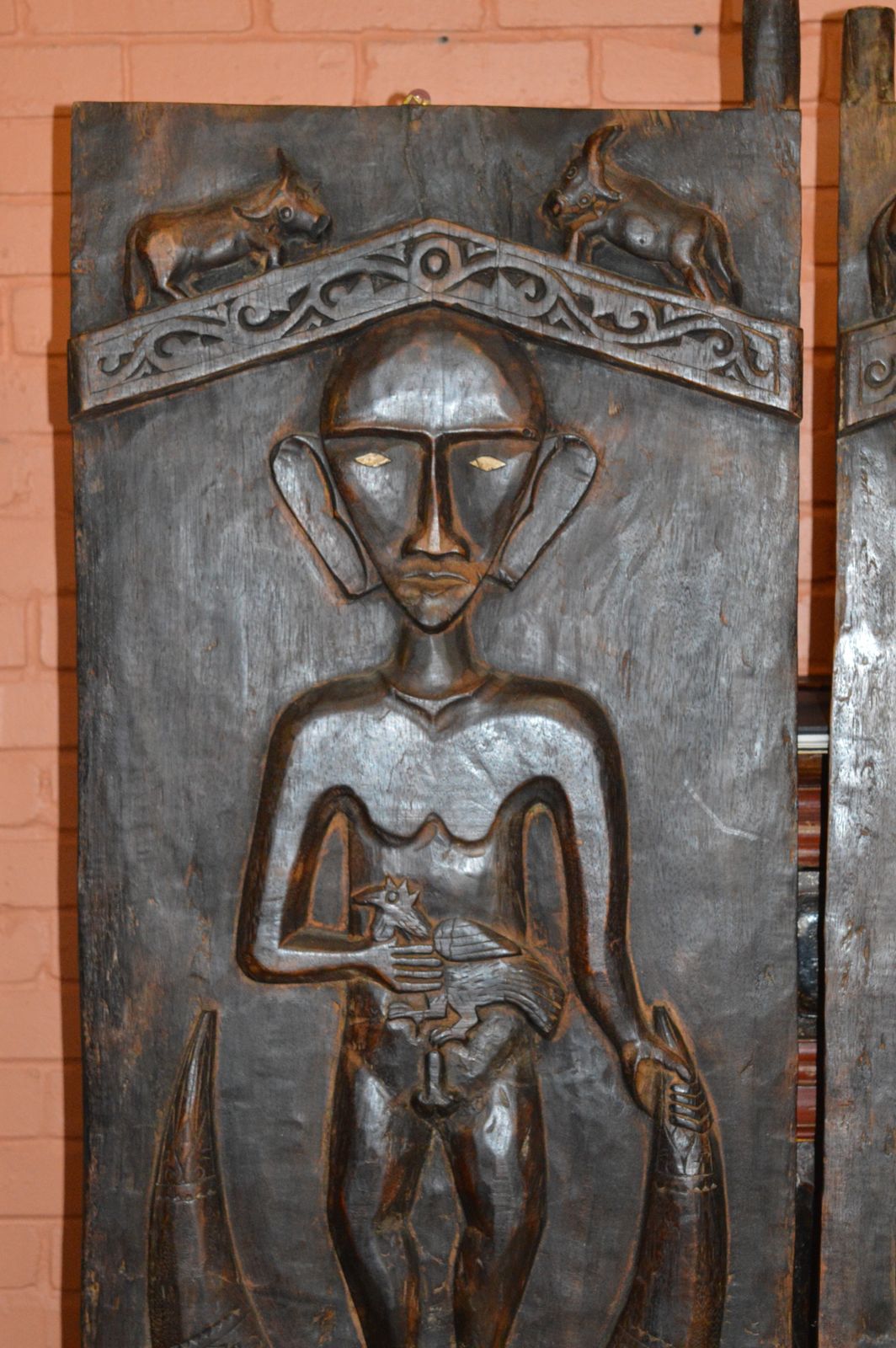 photo furniture Pair Large (148cm) Antique Carved Tribal Doors Toraja Tribe, Sulawesi, Indonesia, C1850.