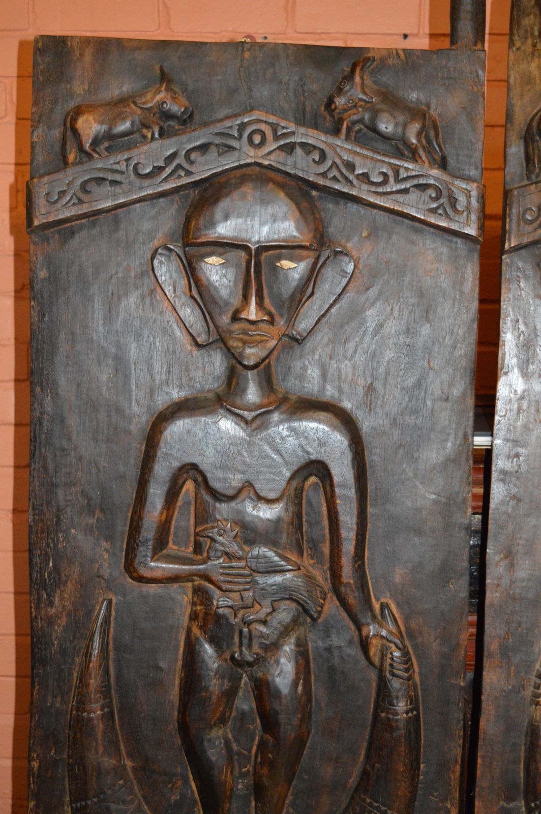 Home Decor Pair Large (148cm) Antique Carved Tribal Doors Toraja Tribe, Sulawesi, Indonesia, C1850. photo